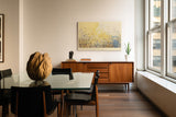 Paul Sinus Wandbild The Field under Golden Sky abstraktes Naturmotiv mit goldgelbem Himmel und zarten Blumen