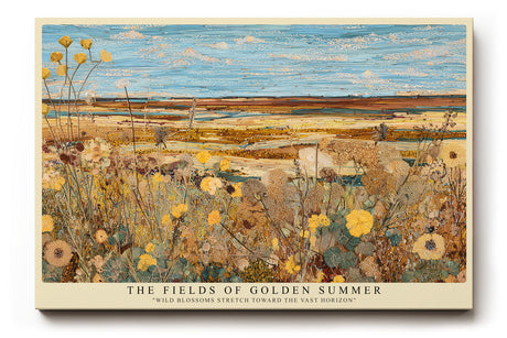 Paul Sinus Wandbild The Fields of Golden Summer impressionistisches Landschaftsmotiv mit Sommerblumen und weitem Horizont