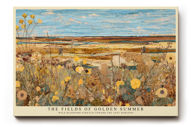 Paul Sinus Wandbild The Fields of Golden Summer impressionistisches Landschaftsmotiv mit Sommerblumen und weitem Horizont