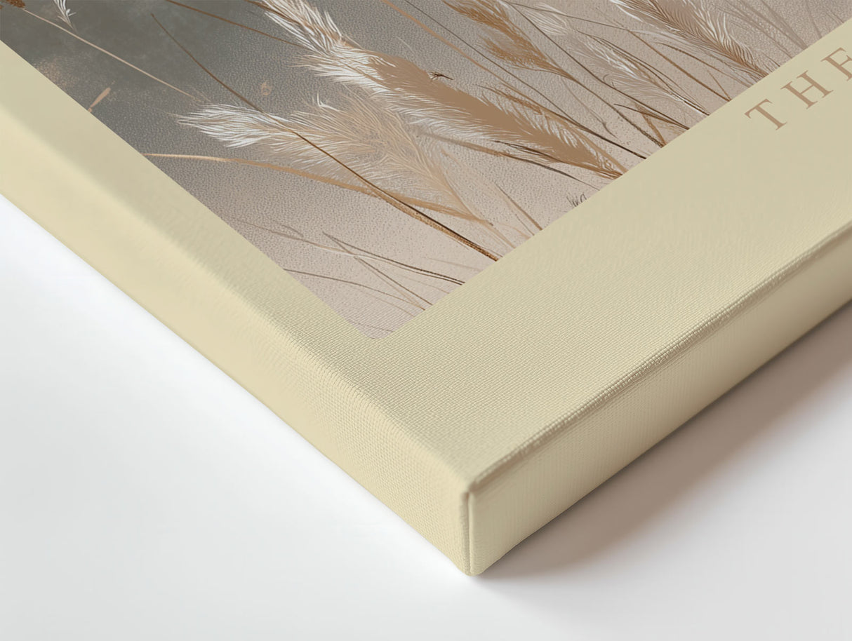 Paul Sinus Wandbild The Fields of Silent Breezes – Zarte Landschaft mit hohen Gräsern im Wind, sanfte Naturstimmung in warmen Erdtönen und Beige