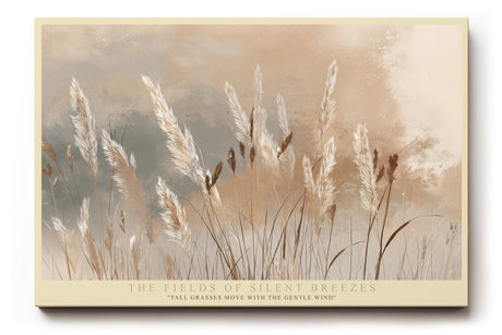 Paul Sinus Wandbild The Fields of Silent Breezes – Zarte Landschaft mit hohen Gräsern im Wind, sanfte Naturstimmung in warmen Erdtönen und Beige