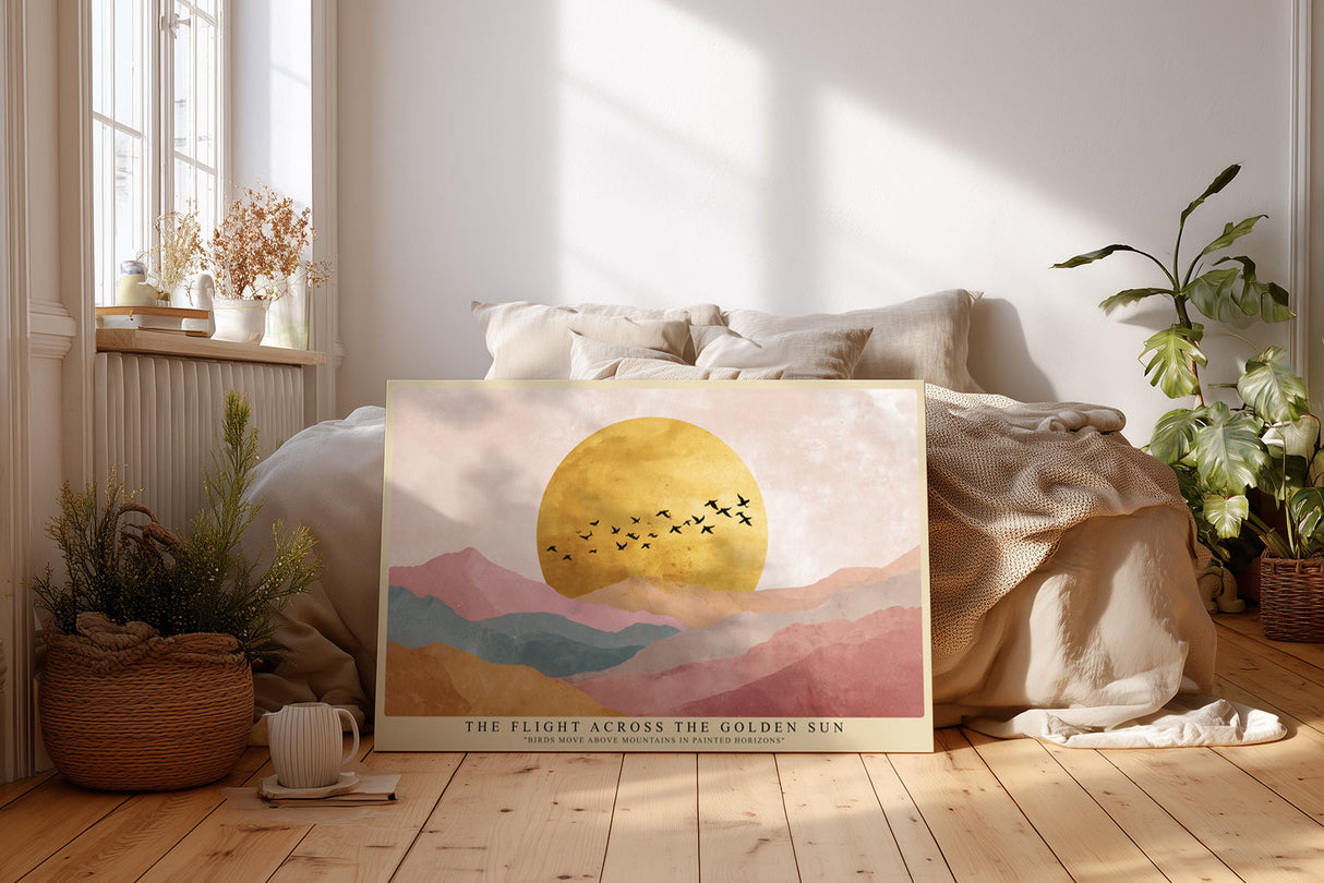 Paul Sinus Wandbild The Flight Across the Golden Sun Birds Above Painted Horizons