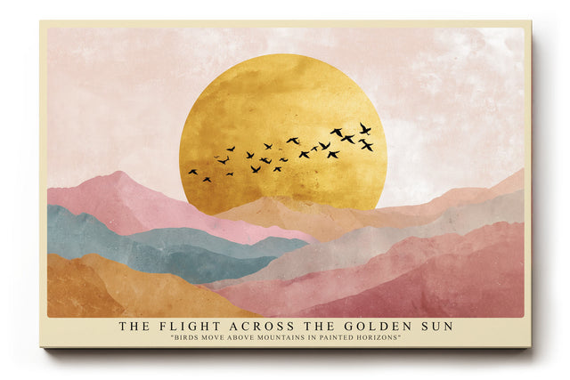 Paul Sinus Wandbild The Flight Across the Golden Sun Birds Above Painted Horizons