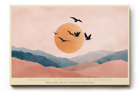 Paul Sinus Wandbild The Flight Toward Endless Sunsets Birds in Golden Sky