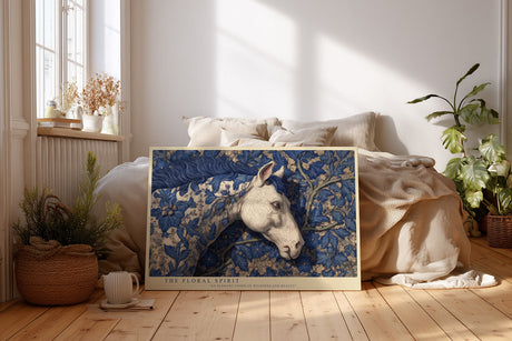 Paul Sinus Wandbild The Floral Spirit Elegant Horse in Blue Botanical Harmony