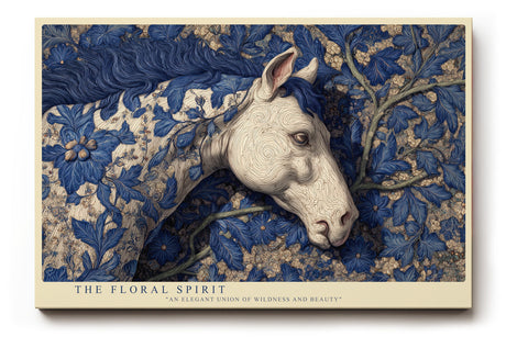 Paul Sinus Wandbild The Floral Spirit Elegant Horse in Blue Botanical Harmony