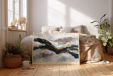 Paul Sinus Wandbild The Flow of Abstract Horizons Black and Gold Lines Through Silver Clouds