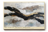 Paul Sinus Wandbild The Flow of Abstract Horizons Black and Gold Lines Through Silver Clouds