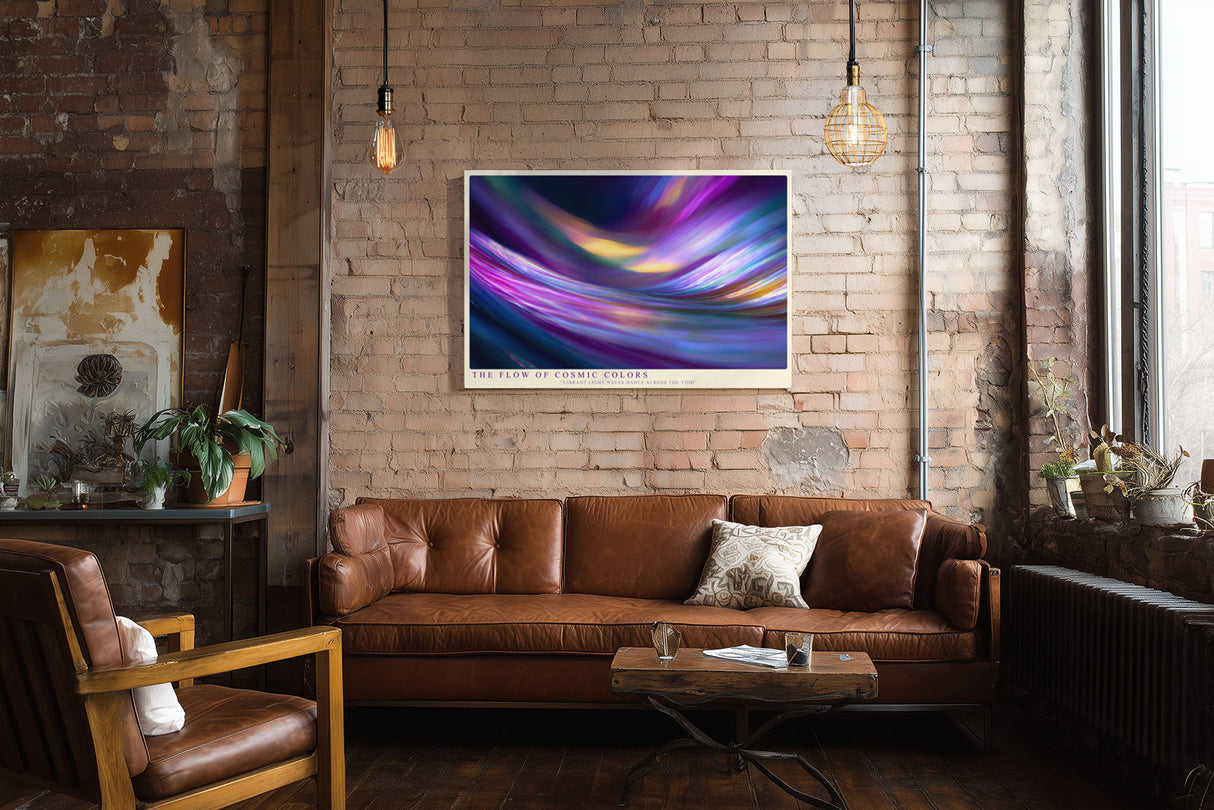 Paul Sinus Wandbild The Flow of Cosmic Colors – Abstraktes Farbenspiel aus leuchtenden Lichtwellen, Symbol für Energie, Bewegung und schöpferische Kraft