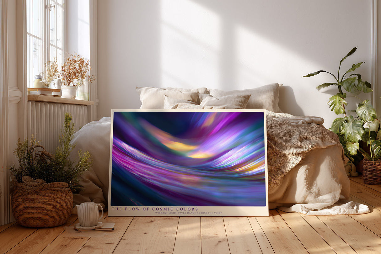 Paul Sinus Wandbild The Flow of Cosmic Colors – Abstraktes Farbenspiel aus leuchtenden Lichtwellen, Symbol für Energie, Bewegung und schöpferische Kraft