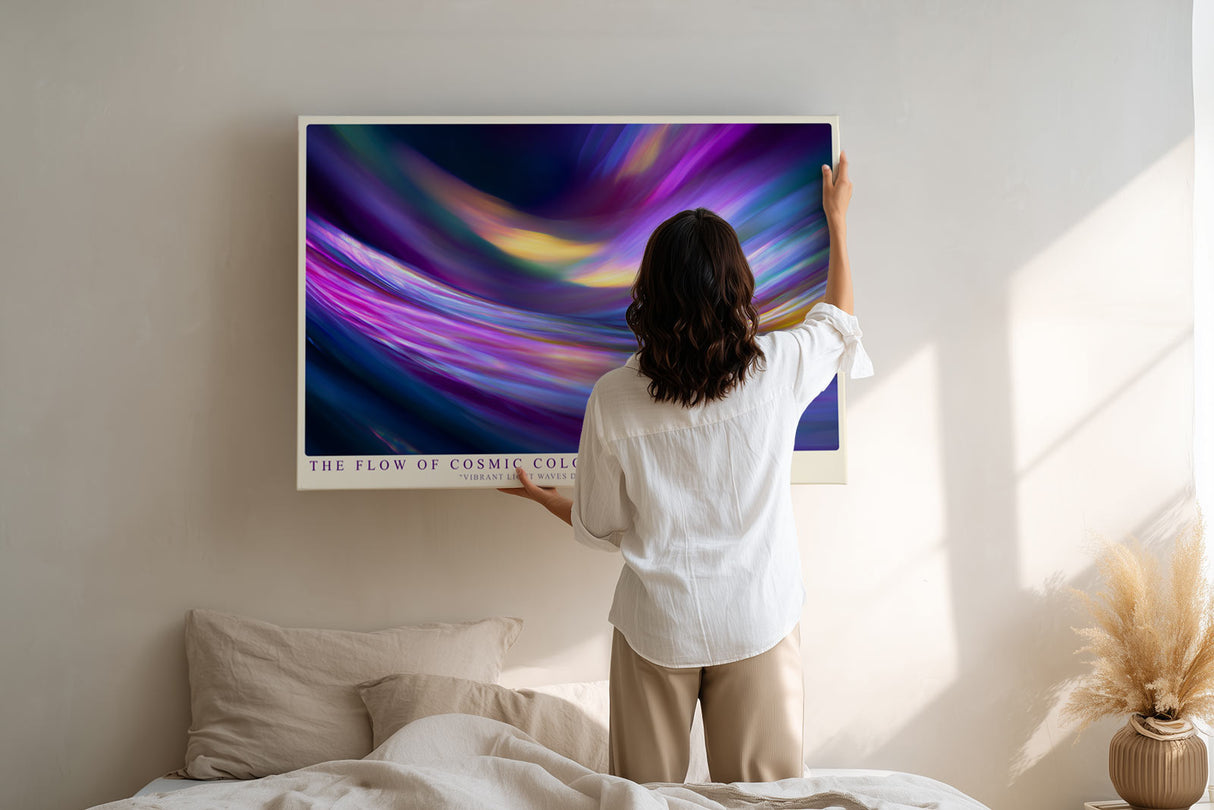 Paul Sinus Wandbild The Flow of Cosmic Colors – Abstraktes Farbenspiel aus leuchtenden Lichtwellen, Symbol für Energie, Bewegung und schöpferische Kraft