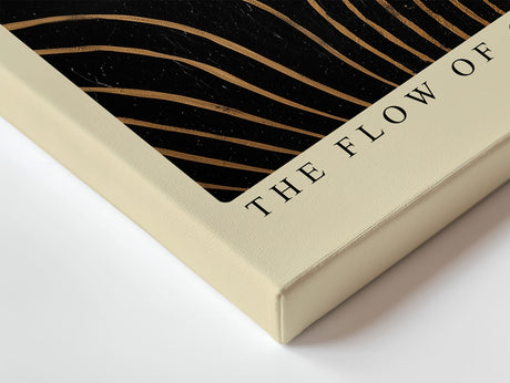 Paul Sinus Wandbild The Flow of Golden Lines abstraktes Linienmotiv in Schwarz und Gold mit fließender Bewegung