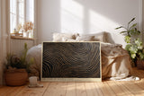Paul Sinus Wandbild The Flow of Golden Lines abstraktes Linienmotiv in Schwarz und Gold mit fließender Bewegung