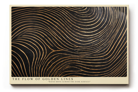 Paul Sinus Wandbild The Flow of Golden Lines abstraktes Linienmotiv in Schwarz und Gold mit fließender Bewegung