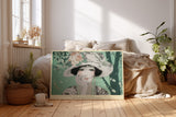 Paul Sinus Wandbild The Flowered Hat of Dreams nostalgisches Porträt einer Frau mit floralem Hut in sanften Pastelltönen