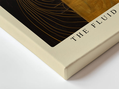 Paul Sinus Wandbild The Fluid Harmony – Abstrakte Linienkomposition in Gold und Schwarz, Symbol für Bewegung, Energie und Ausgeglichenheit