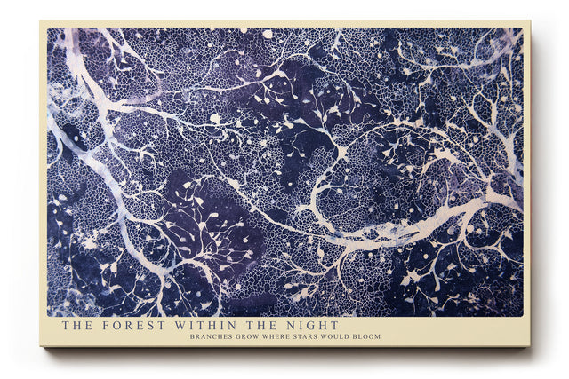 Paul Sinus Wandbild The Forest Within the Night Abstract Nature Roots and Stars in Blue Harmony