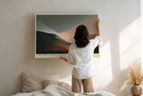 Paul Sinus Wandbild The Fractured Sunset – Abstrakte Interpretation eines Sonnenuntergangs in geometrischer Formensprache – Modernes Wandbild mit intensiver Lichtwirkung.