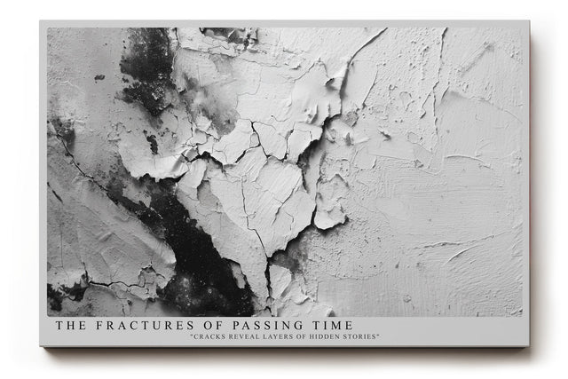 Paul Sinus Wandbild The Fractures of Passing Time abstrakte Textur in Schwarz-Weiß mit Rissen und Schichten