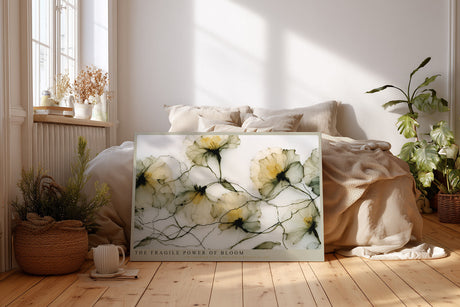 Paul Sinus Wandbild The Fragile Power of Bloom – zarte transparente Blüten in feinen Linien symbolisieren die Zerbrechlichkeit und Kraft des Lebens
