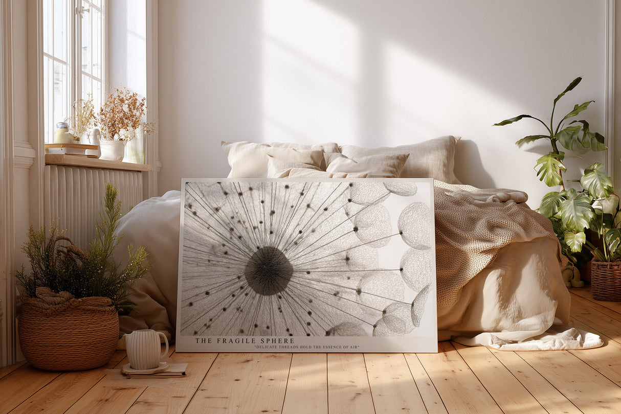Paul Sinus Wandbild The Fragile Sphere – Filigrane Nahaufnahme einer Pusteblume, Symbol für Leichtigkeit und Vergänglichkeit in perfekter Balance