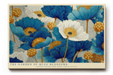 Paul Sinus Wandbild The Garden of Blue Blossoms florales Motiv mit blauen und weißen Blüten und goldenen Akzenten