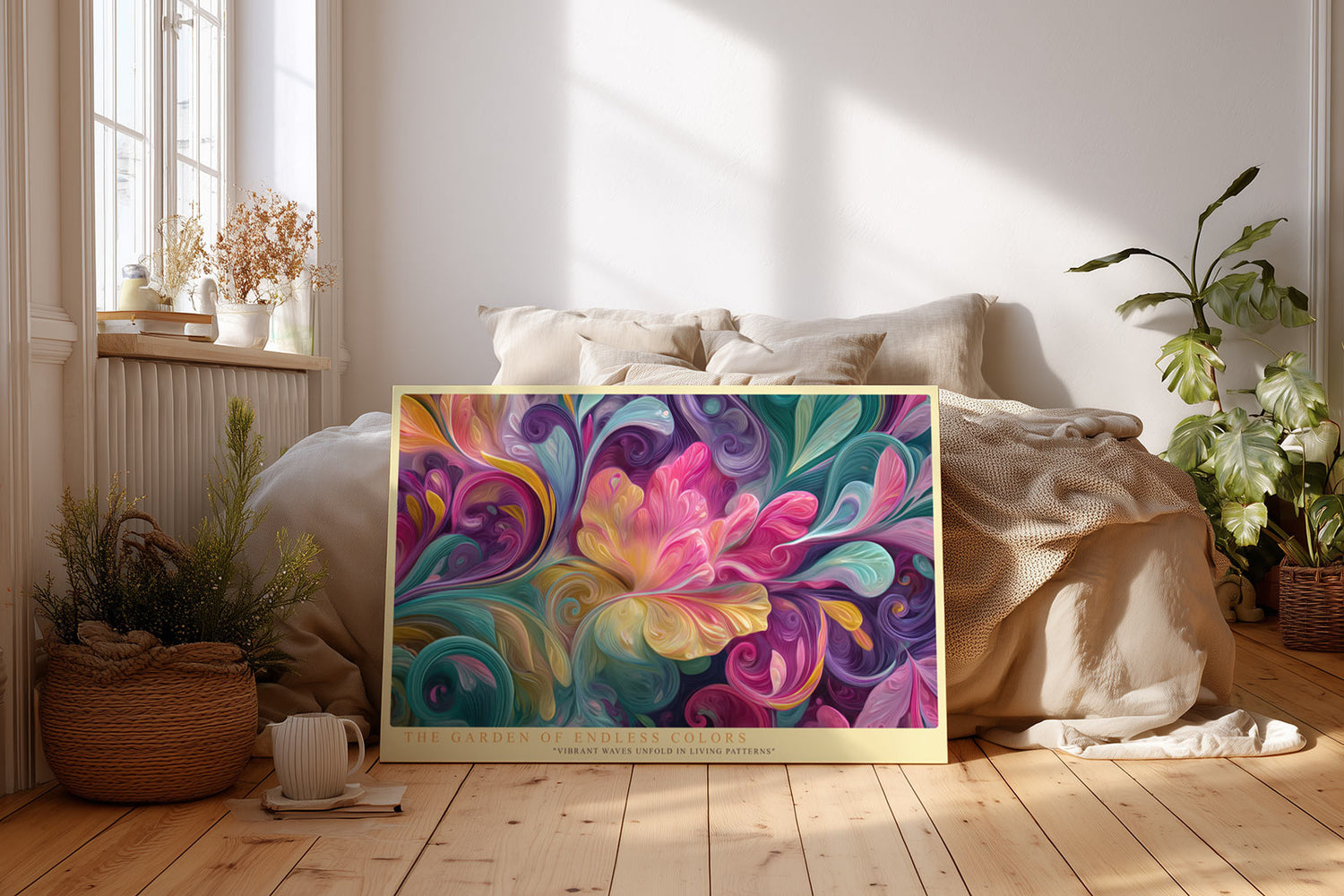 Paul Sinus Wandbild The Garden of Endless Colors – Abstraktes Farbspiel mit floralen Formen, Symbol für Kreativität, Lebenskraft und Bewegung