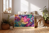 Paul Sinus Wandbild The Garden of Endless Colors – Abstraktes Farbspiel mit floralen Formen, Symbol für Kreativität, Lebenskraft und Bewegung