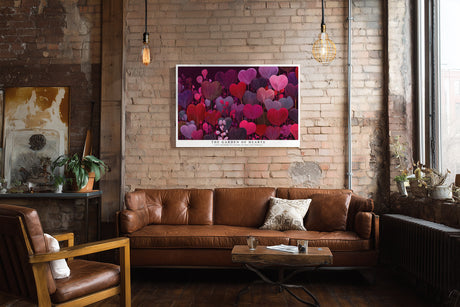 Paul Sinus Wandbild The Garden of Hearts – abstrakte Herzblumen in Rot- und Violetttönen symbolisieren Liebe, Leidenschaft und emotionale Tiefe