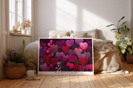 Paul Sinus Wandbild The Garden of Hearts – abstrakte Herzblumen in Rot- und Violetttönen symbolisieren Liebe, Leidenschaft und emotionale Tiefe