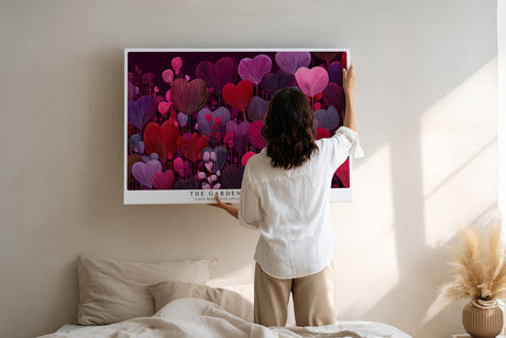 Paul Sinus Wandbild The Garden of Hearts – abstrakte Herzblumen in Rot- und Violetttönen symbolisieren Liebe, Leidenschaft und emotionale Tiefe