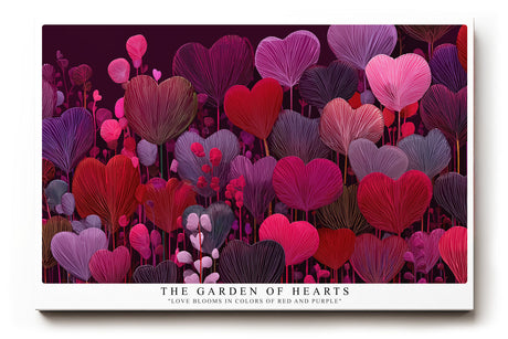 Paul Sinus Wandbild The Garden of Hearts – abstrakte Herzblumen in Rot- und Violetttönen symbolisieren Liebe, Leidenschaft und emotionale Tiefe
