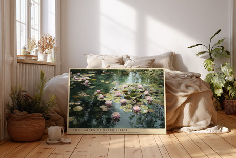 Paul Sinus Wandbild The Garden of Water Lilies malerisches Naturmotiv mit rosa Seerosen auf ruhigem Wasser