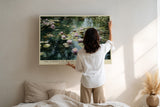 Paul Sinus Wandbild The Garden of Water Lilies malerisches Naturmotiv mit rosa Seerosen auf ruhigem Wasser