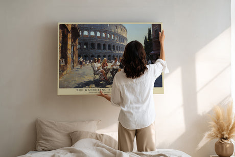 Paul Sinus Wandbild The Gathering by the Colosseum mediterranes Stadtmotiv mit Menschen am Café vor dem Kolosseum