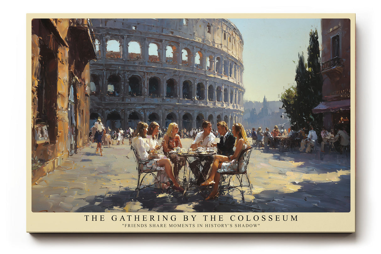 Paul Sinus Wandbild The Gathering by the Colosseum mediterranes Stadtmotiv mit Menschen am Café vor dem Kolosseum