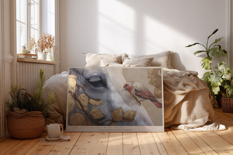 Paul Sinus Wandbild The Gentle Touch of Trust – Poetisches Tiermotiv mit Pferd und Vogel, Symbol für Vertrauen, Ruhe und Harmonie