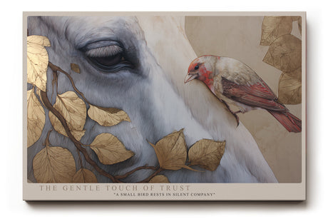 Paul Sinus Wandbild The Gentle Touch of Trust – Poetisches Tiermotiv mit Pferd und Vogel, Symbol für Vertrauen, Ruhe und Harmonie