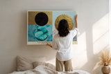 Paul Sinus Wandbild The Geometry of Still Motion Abstract Balance of Shapes in Gold and Blue Harmony