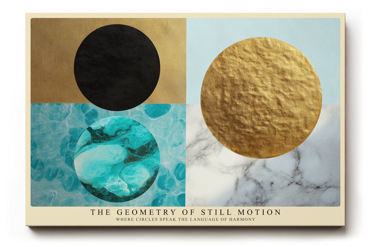 Paul Sinus Wandbild The Geometry of Still Motion Abstract Balance of Shapes in Gold and Blue Harmony