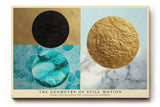 Paul Sinus Wandbild The Geometry of Still Motion Abstract Balance of Shapes in Gold and Blue Harmony