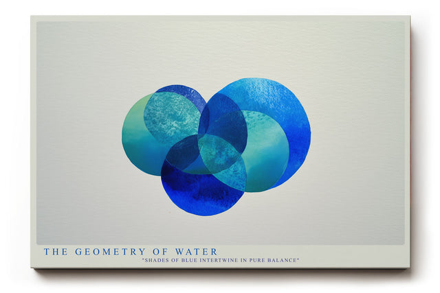 Paul Sinus Wandbild The Geometry of Water – abstraktes Motiv aus überlappenden blauen Kreisen symbolisiert Ruhe, Balance und fließende Harmonie