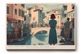 Paul Sinus Wandbild The Girl by the Canal Bridge – Malerische Stadtszene mit Frau in Blau an einer Brücke, atmosphärisches Motiv zwischen Licht und Wasser