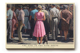 Paul Sinus Wandbild The Girl in the Pink Dress – Frau im rosa Kleid inmitten einer Menschenmenge symbolisiert Individualität und innere Freiheit