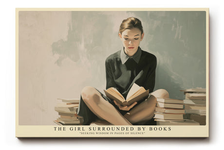 Paul Sinus Wandbild The Girl Surrounded by Books – Stille Weisheit im Raum der Geschichten