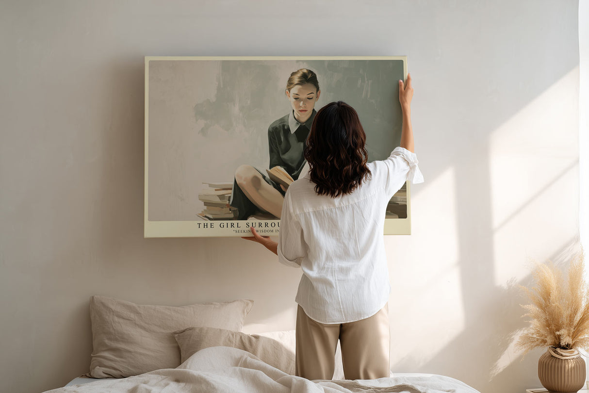 Paul Sinus Wandbild The Girl Surrounded by Books – Stille Weisheit im Raum der Geschichten