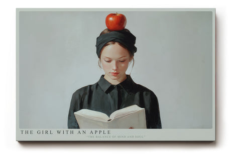 Paul Sinus Wandbild The Girl with an Apple – Poetisches Porträt eines Mädchens mit Apfel auf dem Kopf, Symbol für Balance, Wissen und stille Konzentration