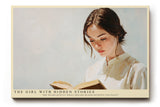 Paul Sinus Wandbild The Girl with Hidden Stories Sanftes Porträt einer jungen Frau, die vertieft in ein Buch blickt – Symbol für Ruhe, Fantasie und Innenschau.