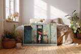 Paul Sinus Wandbild The Girl with Red Umbrella – Poetische Stadtszene mit nostalgischem Flair – Kunstvolles Wandbild voller Romantik und Atmosphäre.