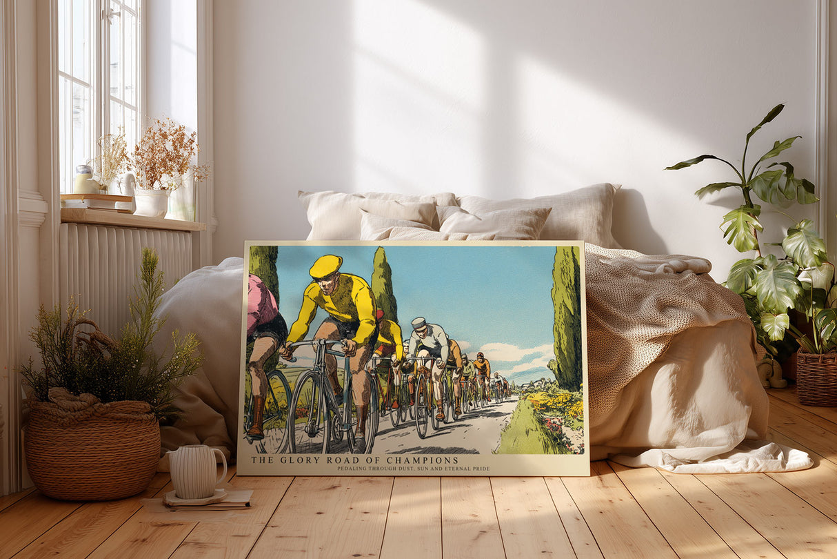 Paul Sinus Wandbild The Glory Road of Champions Vintage Cycling Race under Tuscan Sun